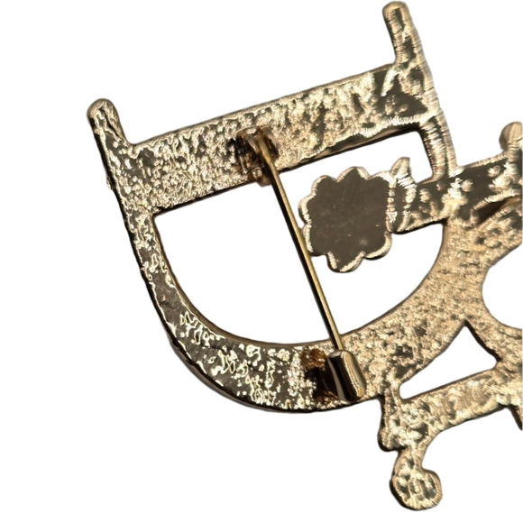 #17 Christian Dior Pin Brooch Badge Golden - Picture 10 of 12